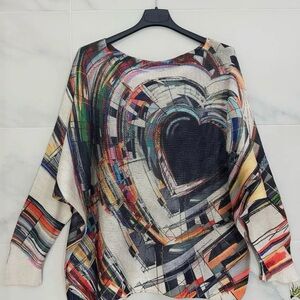 Abstract Heart Print Women's Sweater